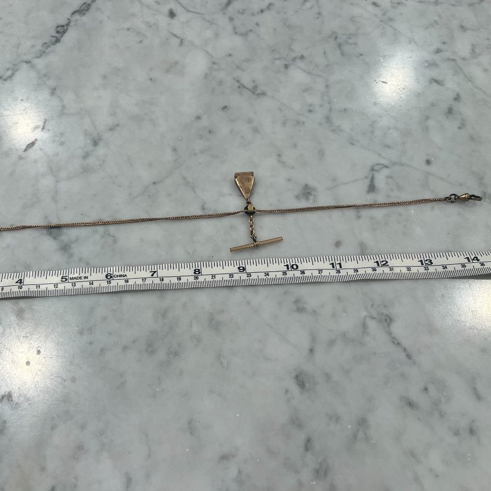 Vintage Victorian Gold Filled Pocket Watch Chain & Fob as is Chain Bent Kinked